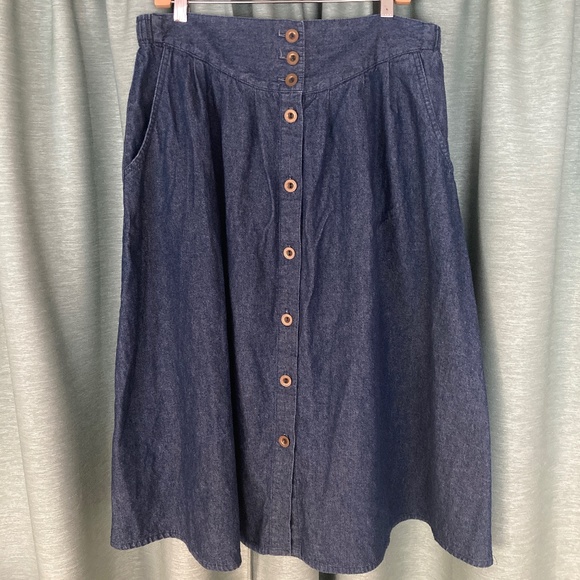 Amazing vintage western midi dark denim full skirt XL size 16 - Picture 1 of 6